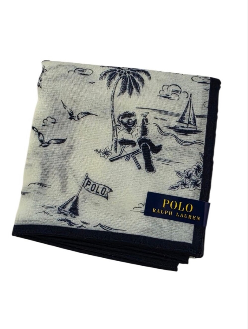 Polo Ralph Lauren Bahamas Print Cotton Pocket Square Handkerchief NWT Japan - Picture 5 of 5